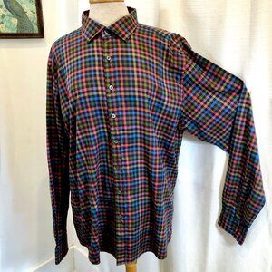Rodd & Gunn Dark Plaid / Gingham Lightweight Flannel Shirt Size 2XL